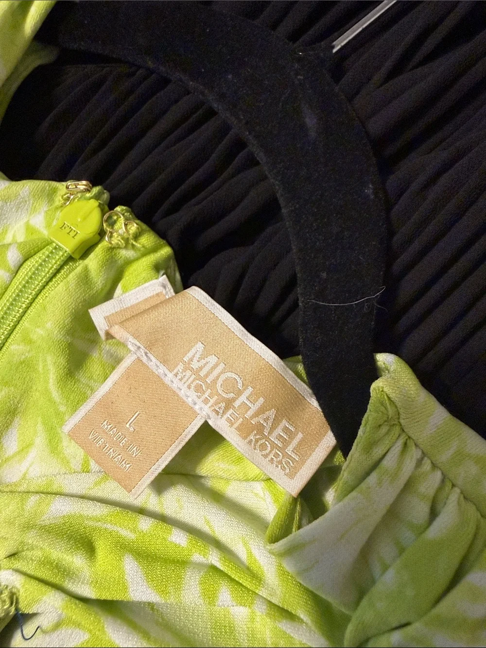 Michael Kors Lime Green and White Printed Midi Dress